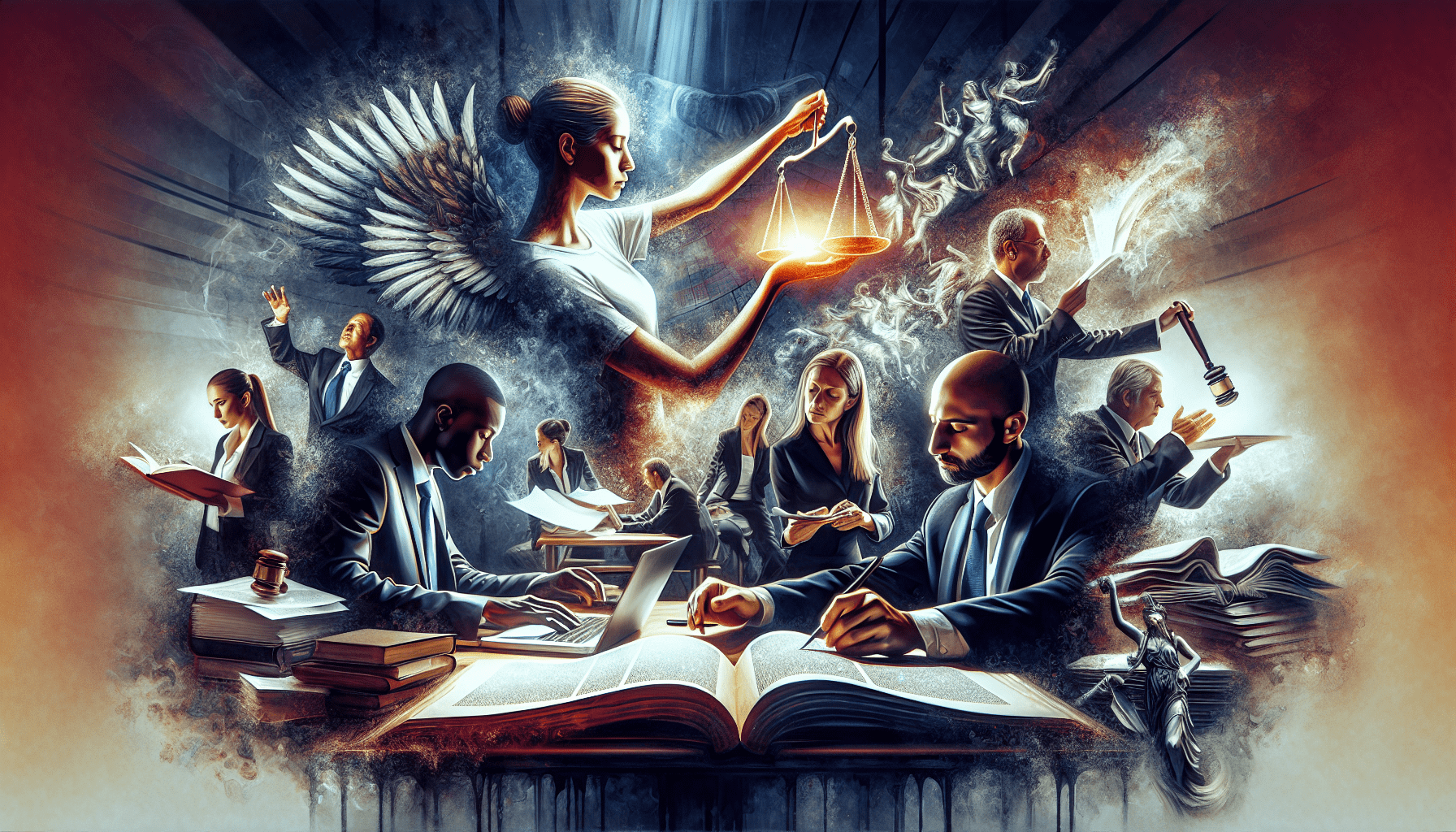 Artistic representation of personal injury lawyers providing litigation support