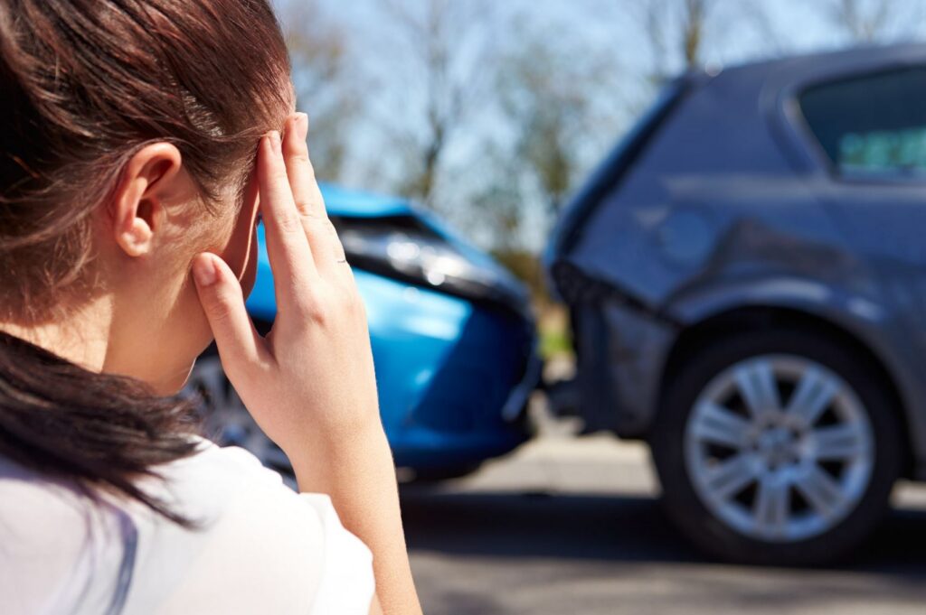 rear end car accident picture lady holding head westchester ny